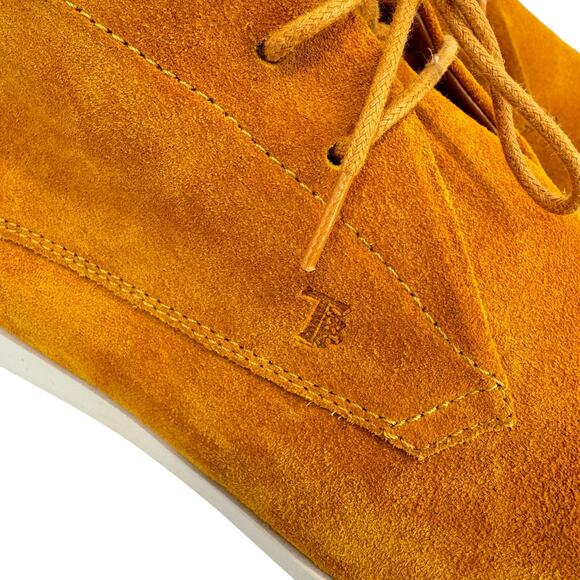 TOD'S Tumeric Suede Lace Up Chukka Ankle Sneaker Yellow‎ Mustard Gold Size 7 - Picture 5 of 9